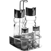 Набор д/специй 4 пр-та на подставке + салфетн;стекло,сталь нерж.