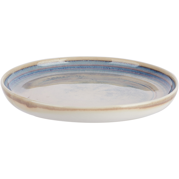 Тарелка мелкая ручная работа;фарфор;D=148,H=17мм;голуб.,бежев.