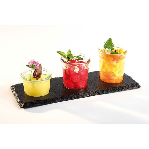 Блюдо для подачи с 3 выемками;сланец натур.;D=55,L=250,B=120мм;черный