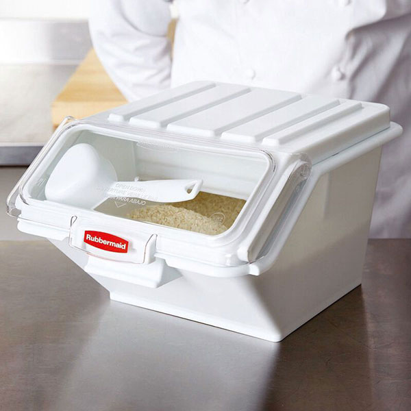 Контейнер для хранения сыпучих продуктов с крышкой и совком;полипроп.;10л;,H=21,5,L=38,B=30см;белый