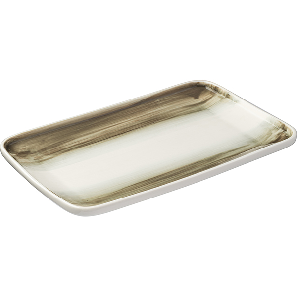 Тарелка «Айсио» прямоугольная;фарфор;,H=27,L=281,B=179мм;белый,серый