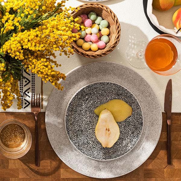 Тарелка «Инк Блэк» мелкая;фарфор;D=20см;белый,черный