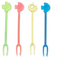 Вилочки коктейльные «Рыбки»[200шт];пластик;,L=10см;разноцветн.