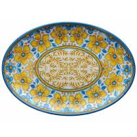 Блюдо «Нарцисо» овальное;пластик;,H=33,L=480,B=340мм;горчич.,синий