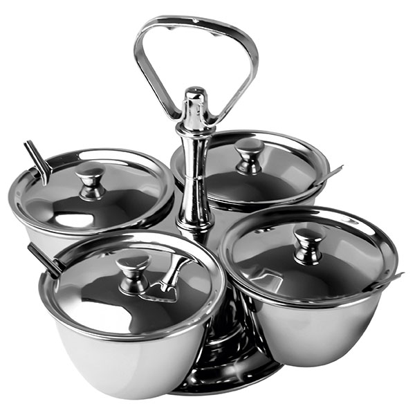 Набор фуршетный для соусов и специй (4 чаши);сталь нерж.,пластик;D=10,H=20,5см;металлич.