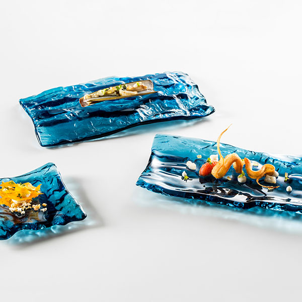 Блюдо сервировочное «Море»;стекло;,L=28,B=15см;синий