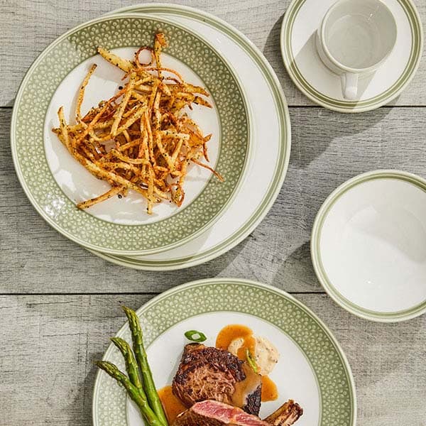 Салатник «Бид Сейдж Вош»;фарфор;D=16,5см;белый,зелен.