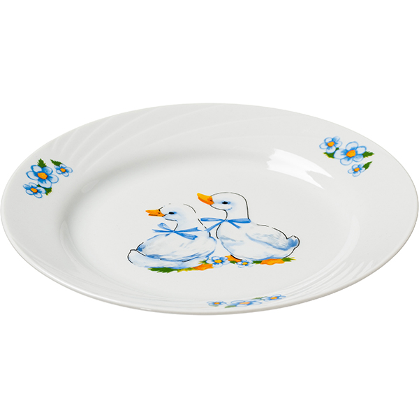 Тарелка «Гусята» мелкая;фарфор;D=20см;белый
