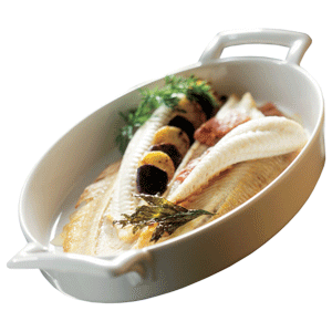 Блюдо «Бель Кузин» овальное с ручками;фарфор;0,7л;,H=40,L=240,B=155мм;белый