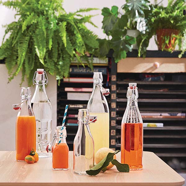 Бутылка для масла и уксуса «Мореска» с пробкой;стекло,металл;1,06л;D=85,H=315мм;прозр.,металлич.