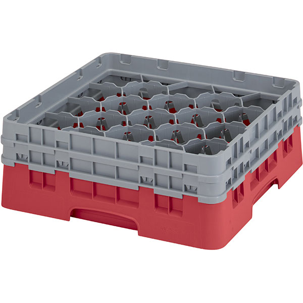 Кассета для бокалов 20 ячеек Dmax=98,Hmax=133мм;полипроп.;,H=18,4,L=50,B=50см;красный,серый