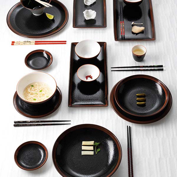 Салатник «Кото»;фарфор;0,7л;D=205,H=40мм;черный,коричнев.