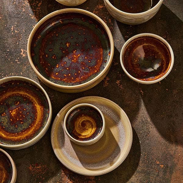 Тарелка «Аврора Везувиус Амбер» с бортом;фарфор;D=202,5,H=54мм;бежев.,амбер