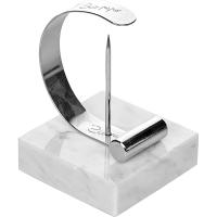 Накалыватель для чеков нат.камень;,H=15,L=10,B=10см;металлич.,белый