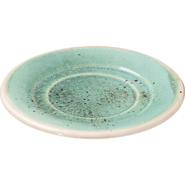 Блюдце «Эрбосо Реативо»;фарфор;D=98мм;бирюз.,бежев.