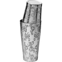 Шейкер американский «Пробар Премиум Мотиво» с орнаментом;сталь нерж.;0,84л;D=92,H=172мм;серебрист.