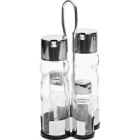 Набор д/специй 4 пр-та на подставке;стекло,сталь нерж.