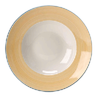 Тарелка для пасты «Рио Йеллоу»;фарфор;D=30см;белый,желт.