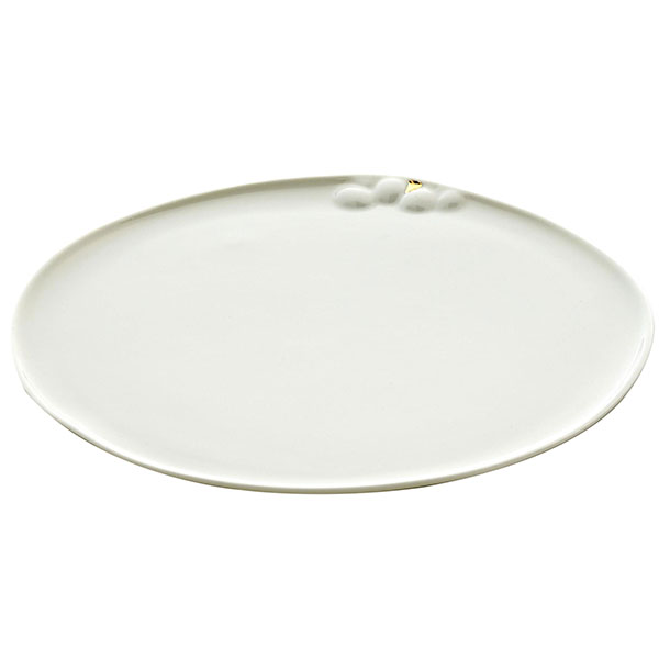 Тарелка «Боксис» с золотой точкой;фарфор;D=21см;белый