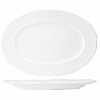 Блюдо «Афродита» овальное;фарфор;,H=2,L=33,B=24см;белый