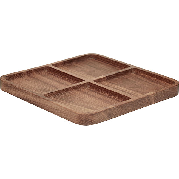 Менажница квадр.4 секции;дуб;,H=25,L=300,B=300мм;деревян.