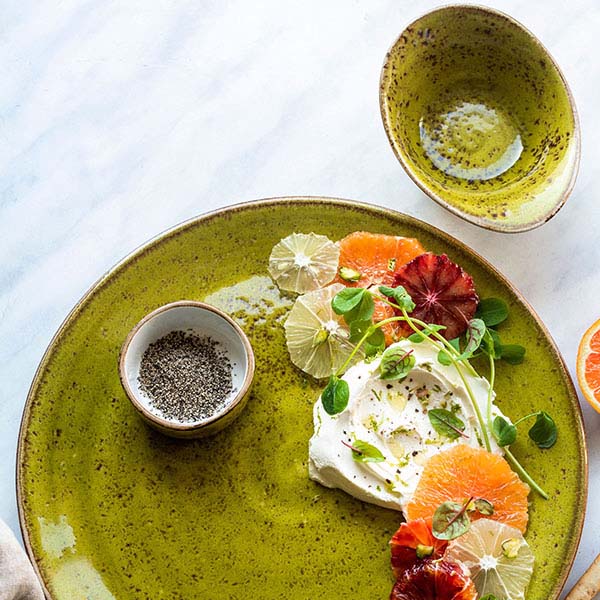 Салатник «Крафт Эппл»;фарфор;125мл;,H=55,L=130,B=95мм;желто-зел.