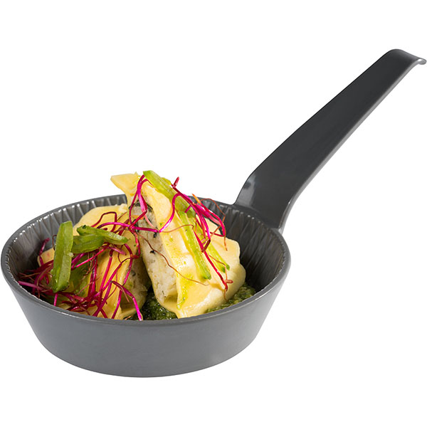 Соусник «Мини» с ручкой;пластик;70мл;D=85,H=25,L=115мм;граф.,черный