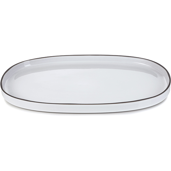 Блюдо «Карактэр» овальное;керамика;,H=30,L=465,B=287мм;камен.-серый.