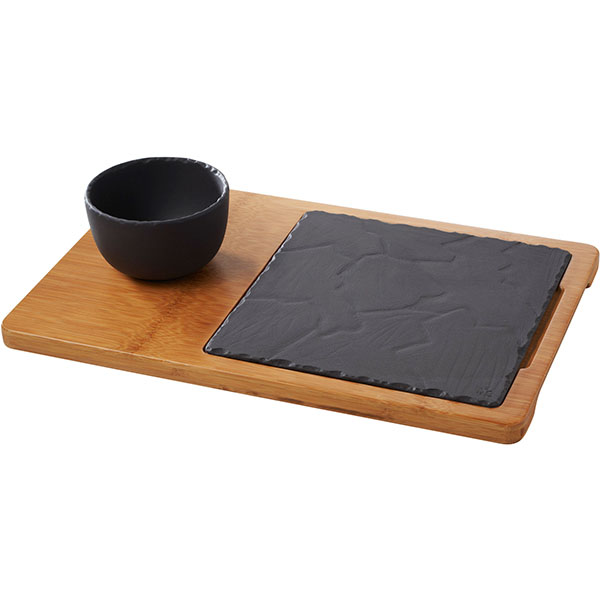 Блюдо для подачи «Базальт»;керамика;,L=20,B=20см;черный,матовый