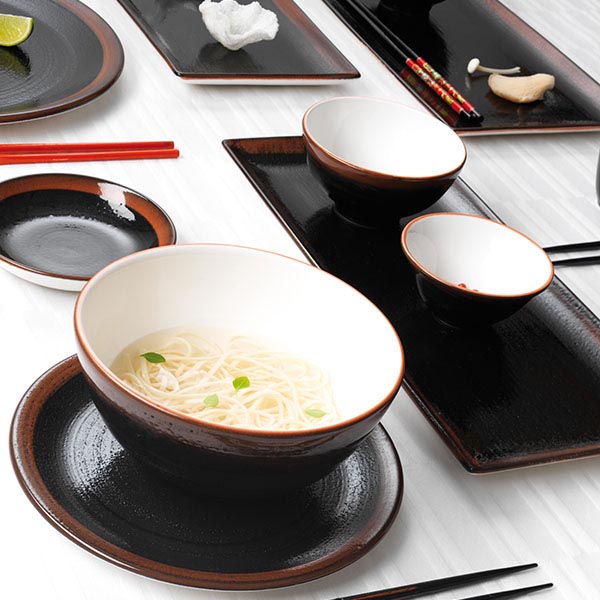 Салатник «Кото»;фарфор;0,7л;D=205,H=40мм;черный,коричнев.