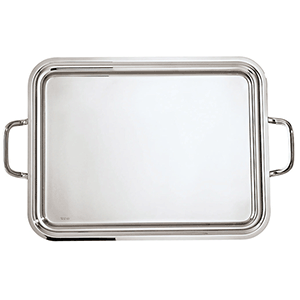 Поднос прямоугольный «Элит» с ручками;сталь нерж.;,L=40,B=26см;серебрист.