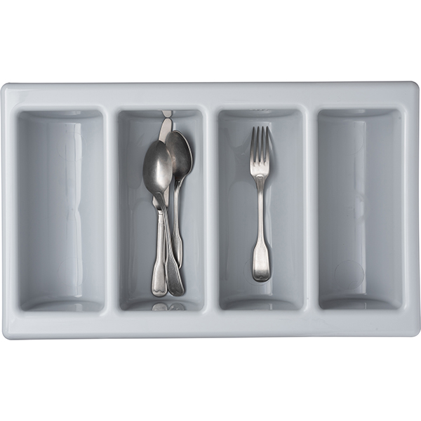 Органайзер для столовых приборов (4отделения);полипроп.;,H=10,L=54,B=33см;серый