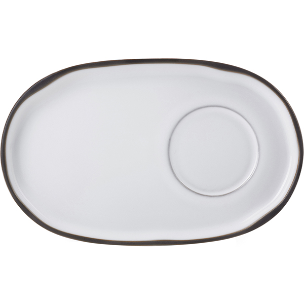 Блюдо «Карактэр» овальное;керамика;,H=15,L=180,B=111мм;белый