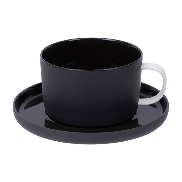 Блюдце «Вейв»;фарфор;D=14/8см;черный