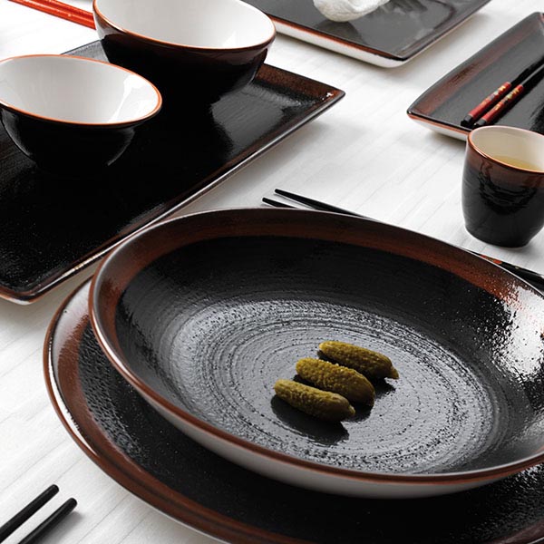 Тарелка «Кото» мелкая;фарфор;D=300,H=18мм;черный,коричнев.