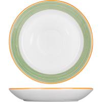 Блюдце «Рио Грин»;фарфор;D=150,H=16мм;белый,зелен.
