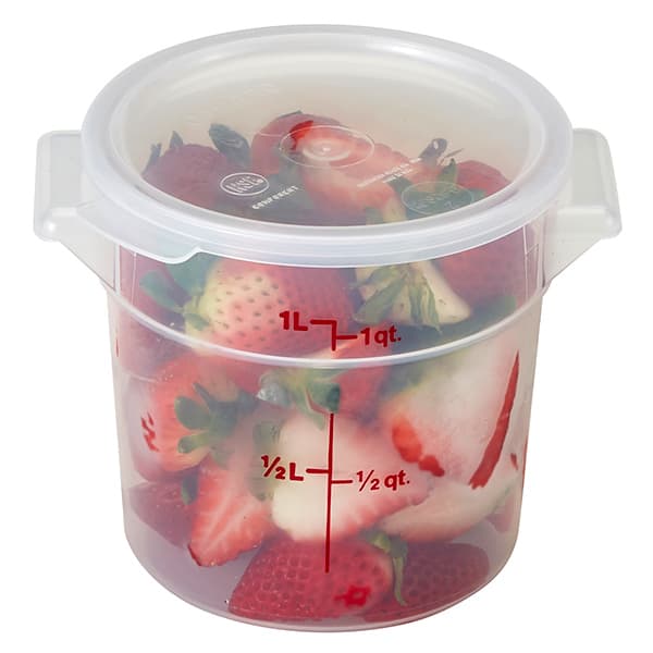 Контейнер для продуктов градуированный;полипроп.;0,9л;D=15,4,H=12,7см;прозр.