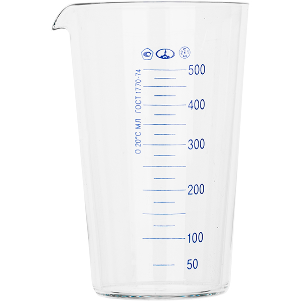 Мензурка ТС ГОСТ-1770-74;стекло;0,5л;D=10,H=16см;прозр.