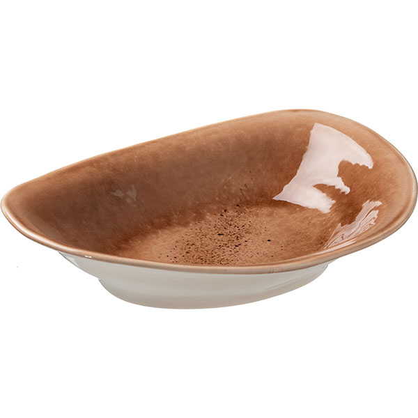 Блюдо «Маррон Реативо»;фарфор;0,9л;,L=31,B=23см;коричнев.,бежев.