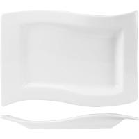 Блюдо «Кунстверк» прямоугольное волна;фарфор;,H=25,L=270,B=180мм;белый