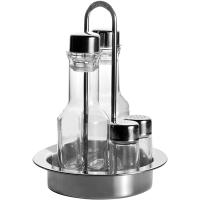 Набор д/специй 4 предм.;сталь нерж.,стекло;D=16,H=22,5,B=16см;прозр.,серебрян.