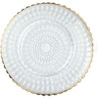 Тарелка «Гелиос» подстановочная;стекло;D=33,5см;прозр.,золотой