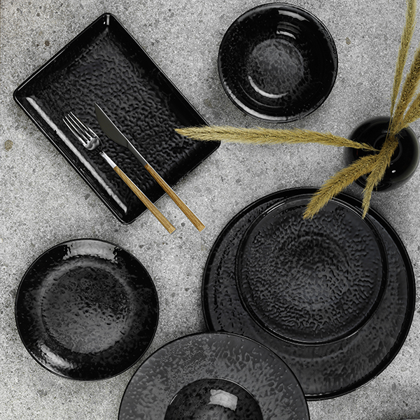 Блюдо «Нанокрем Блэк» прямоугольное;фарфор;,H=22,L=350,B=260мм;черный