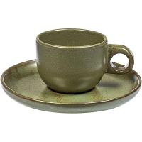 Кофейная пара «Серфис»;керамика;100мл;D=65/130мм;зелен.