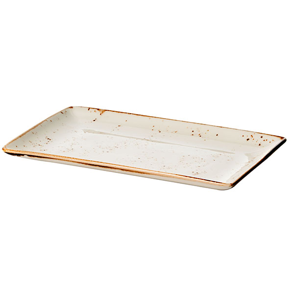 Блюдо «Крафт Вайт» прямоугольное;фарфор;,H=24,L=270,B=168мм;белый,коричнев.