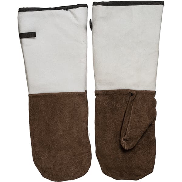 Рукавицы защитные (пара) до 250 С, замша;,L=43см;коричнев.,белый