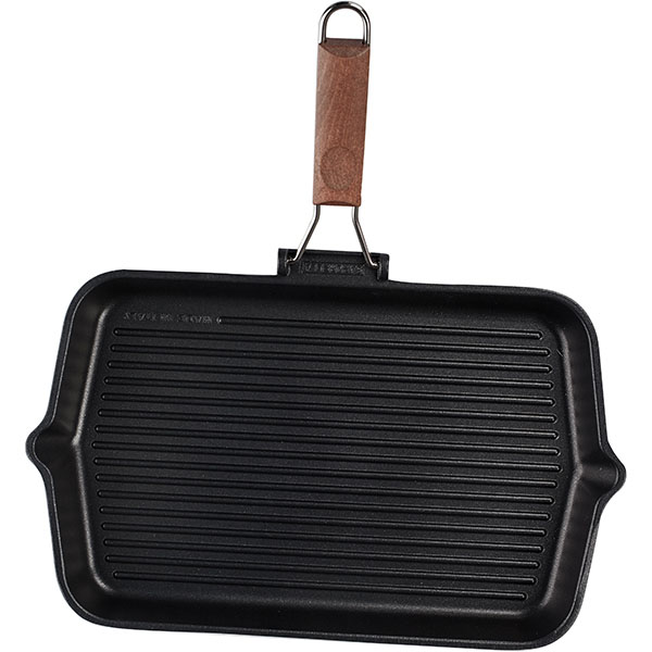 Сковорода-гриль;алюм.литой,дерево;,H=4,L=28/45,B=43см;черный