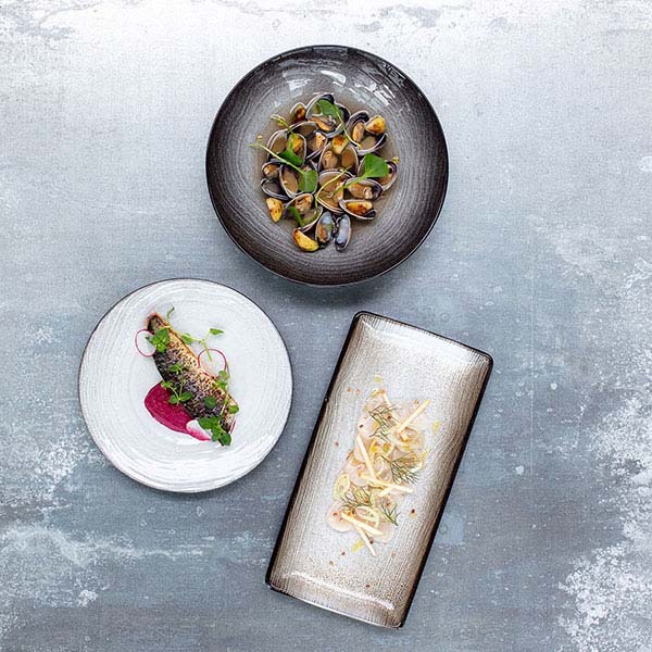 Тарелка «Свелл» для хлеба;керамика;D=16,H=2см;черный,белый