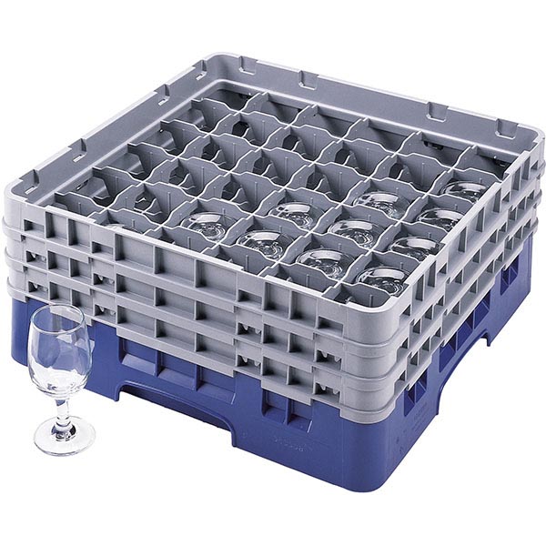 Кассета для бокалов 36 ячеек Dmax=73,Hmax=174мм;полипроп.;,H=22,5,L=50,B=50см;синий