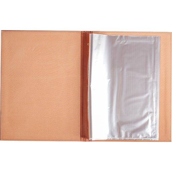 Папка-меню на винтах с тиснением «Город»;кожезам.;,L=32,B=24,5см;св.корич.